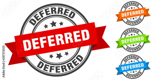 deferred stamp. round band sign set. label