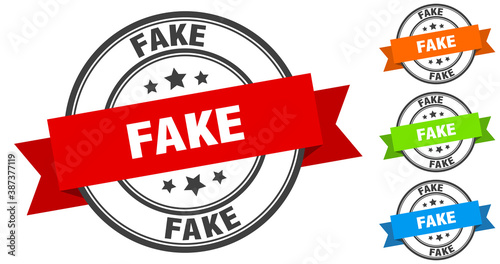 fake stamp. round band sign set. label