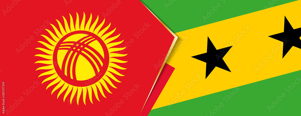 Kyrgyzstan and Sao Tome and Principe flags, two vector flags. Kyrgyzstan and Sao Tome and Principe flags, two vector flags.