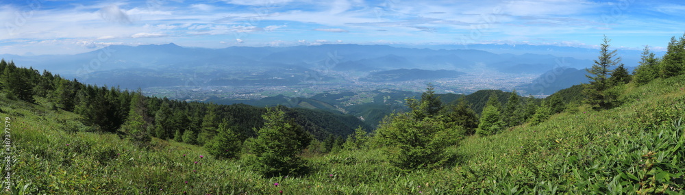 Obraz premium 湯の丸山の稜線からの眺め (パノラマ)