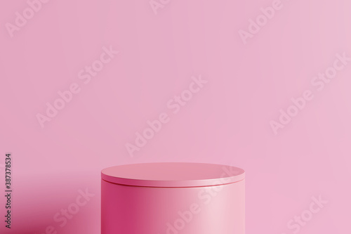 Pink product display podium. 3D render