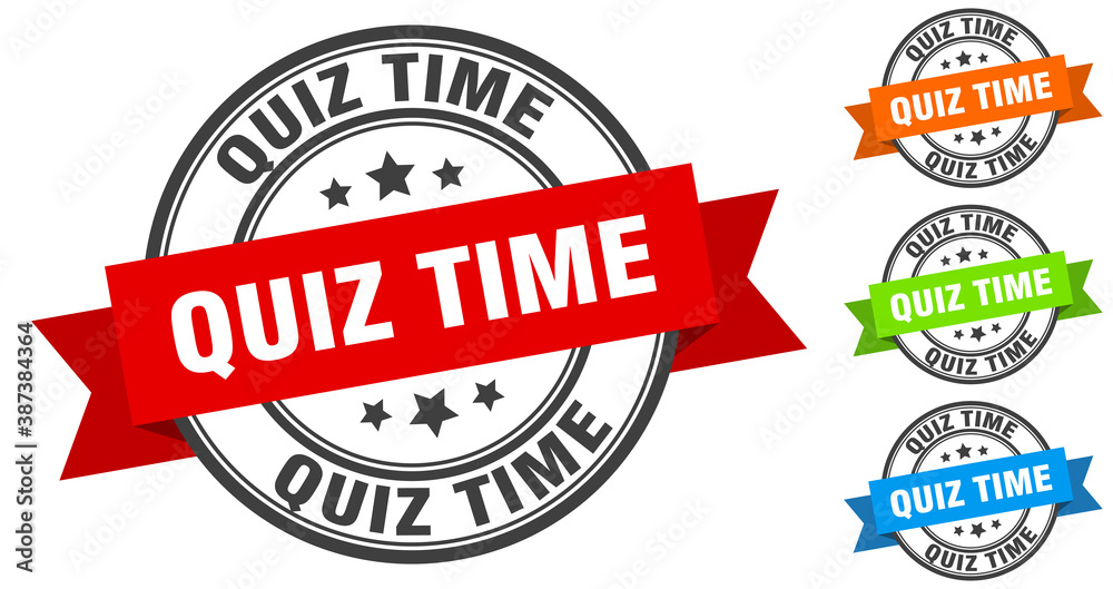 quiz time stamp. round band sign set. label