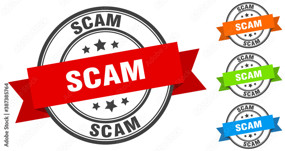 Obraz premium scam stamp. round band sign set. label