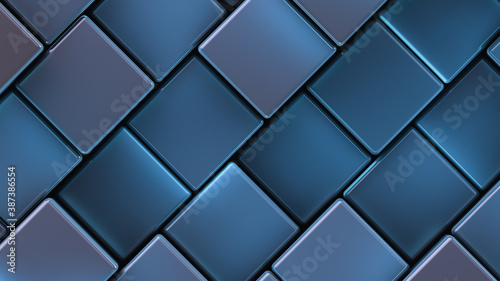 Abstract blue background. Rectangular blocks.