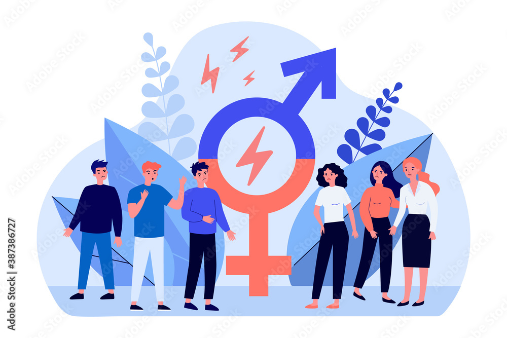 Gender Problem Vetor de Men and women quarrelling between each other. Gender ...