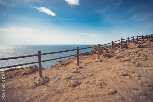 Portugal cliff and fence landscape most western point of continental Europe