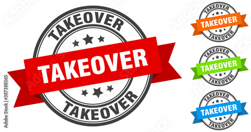takeover stamp. round band sign set. label