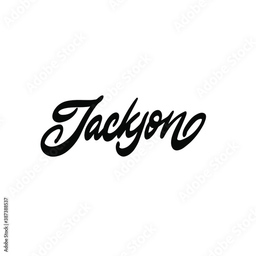 Jackson name text word hand written for logo typography design template