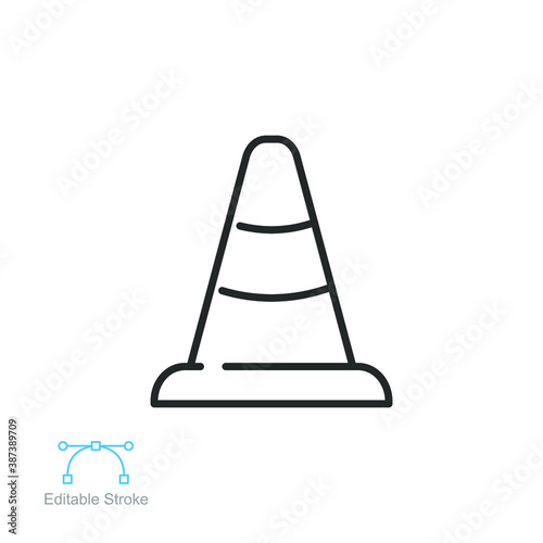 Road traffic cone icon. safety highway, construction guidance. Alert, warning accident information. security marking. line style. editable stroke vector illustration Design on white background EPS 10