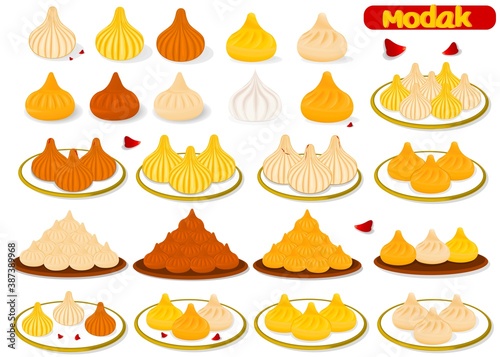 Modak Indian Sweets or Mithai Food Vector