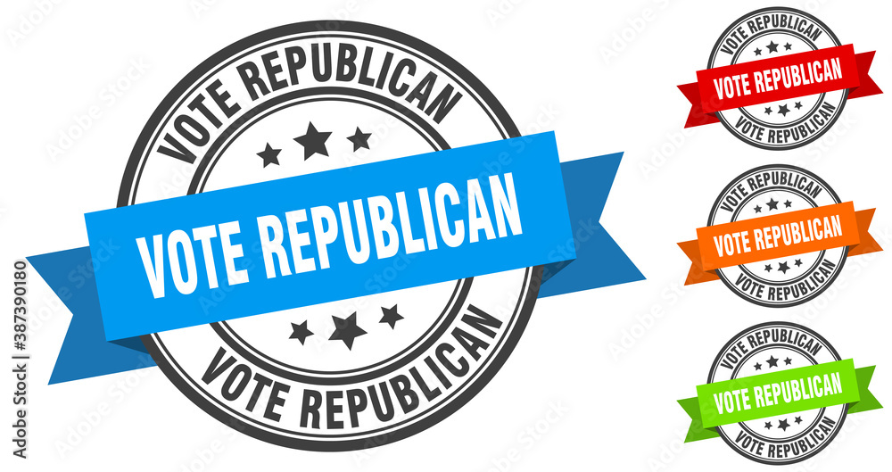 vote republican stamp. round band sign set. label