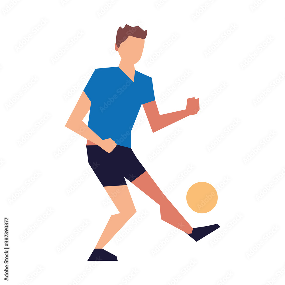 Fototapeta premium man playing with soccer ball activity sport lifestyle outdoor