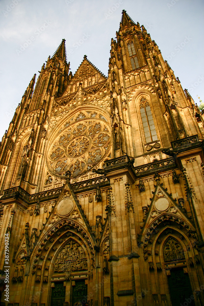 Facade of Saint Vitus Cathedral in Prague, Czech Republic