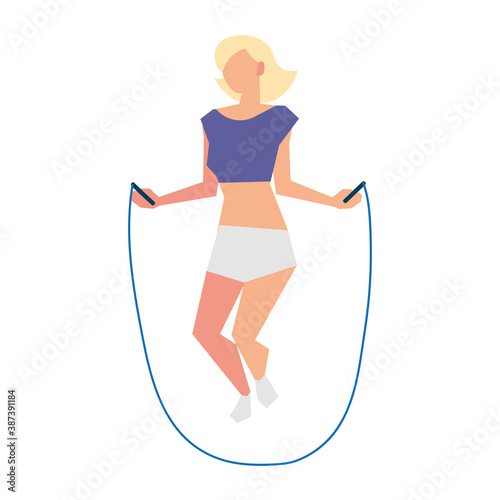 blonde woman jumping rope activity sport lifestyle outdoor