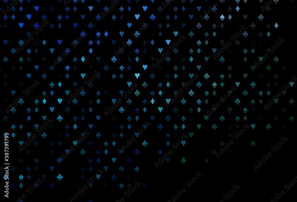Dark BLUE vector pattern with symbol of cards. Dark BLUE vector pattern with symbol of cards.