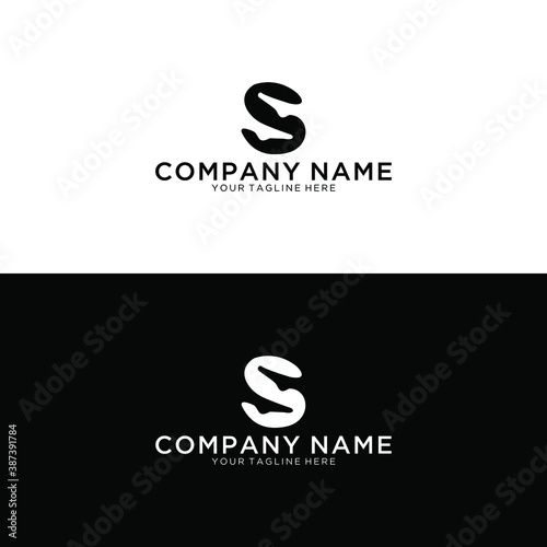 Logo footprint step logotype lettering, abstract S letter symbol, text emblem for shoes shop, foot icon