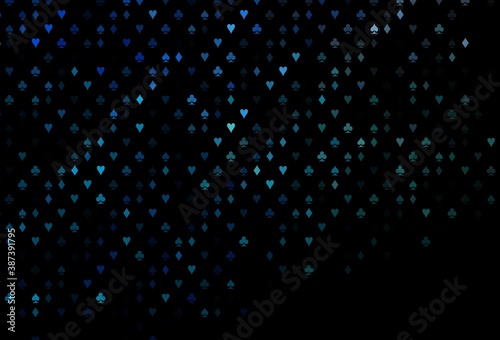 Dark BLUE vector pattern with symbol of cards. © Dmitry