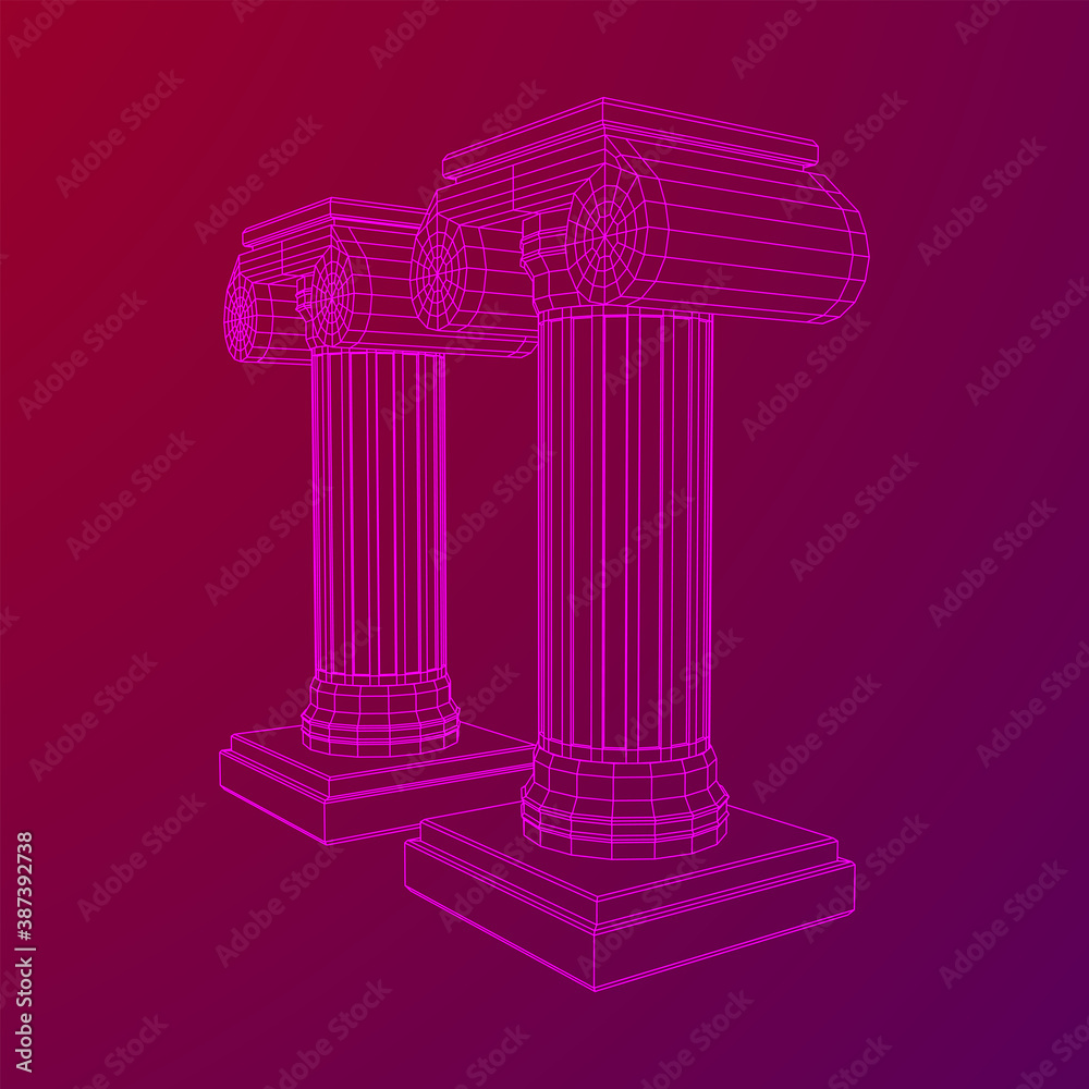 Greek ionic column. Ancient pillars. Greek ionic column. Ancient pillars.
