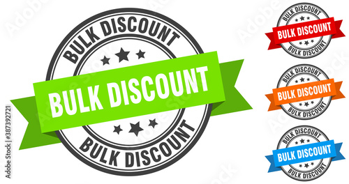 bulk discount stamp. round band sign set. label