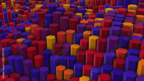 Wallpaper Mural Abstract background of 3d hexagons similar to colored pencils. 3d rendering Torontodigital.ca