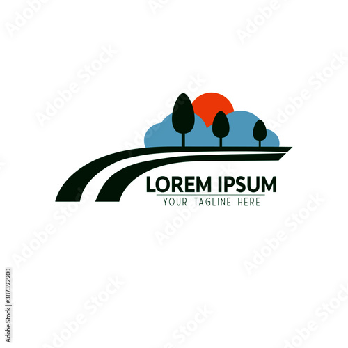 Beautiful landscape logo illustration design.