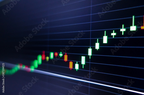 Stock exchange market graph on screen monitor. Economic and financial concept.