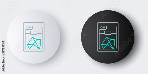 Line 3D printer icon isolated on grey background. Colorful outline concept. Vector.