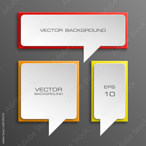 Colloquial cloud on a rectangular background. Square banner. Three speech bubbles. Abstract vector banner. Design shape. Rectangle form.
