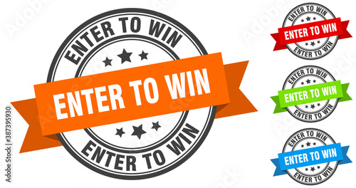 enter to win stamp. round band sign set. label