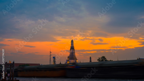 Wat arun temple of dawn sunset colorful sky cloud