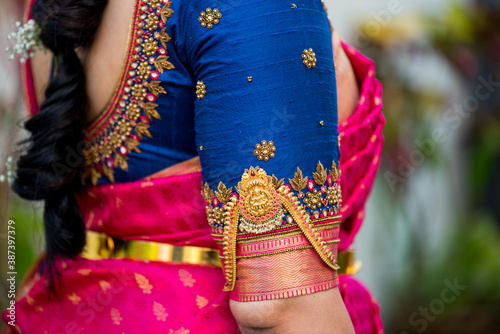 colorful silk saree , bride , traditional Hindu wedding , India 