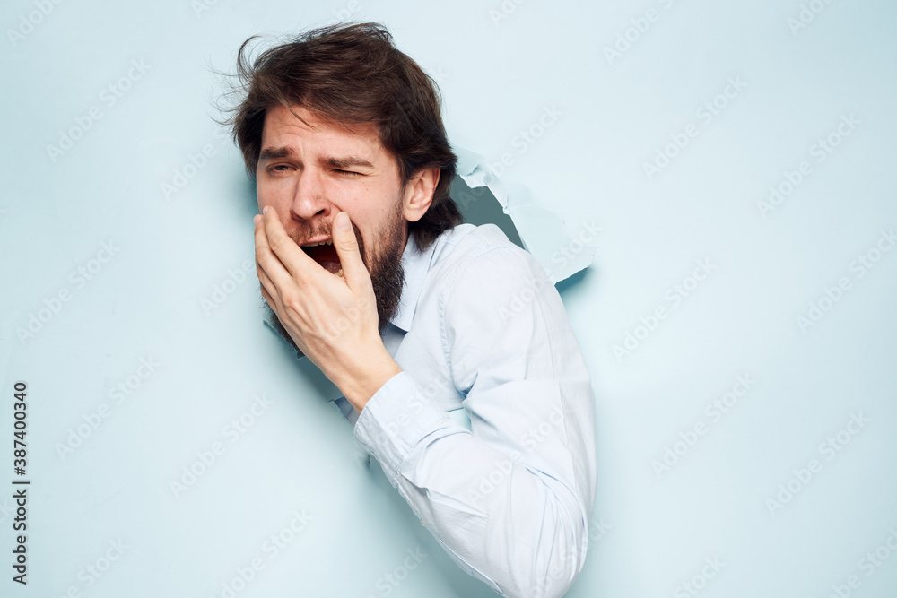 Dissatisfied man gestures with hand emotions career office work Dissatisfied man gestures with hand emotions career office work