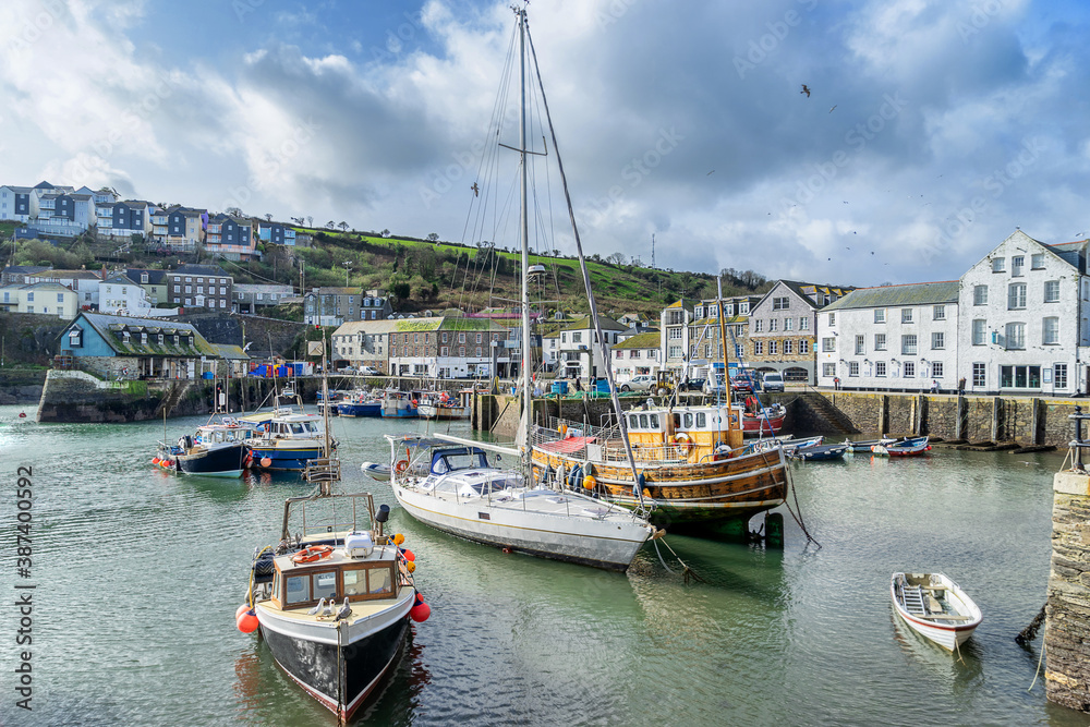 Mevagissey harbour in Cornwall England