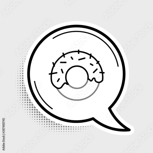 Line Donut with sweet glaze icon isolated on grey background. Colorful outline concept. Vector.
