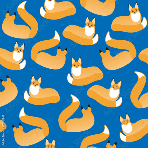 Fox seamless pattern as texture for printing on fabric  textile  paper  flat vector stock illustration as childrens wallpaper