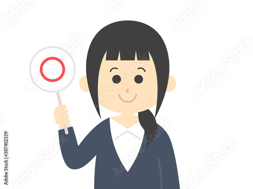 クイズに回答する女性のイラスト