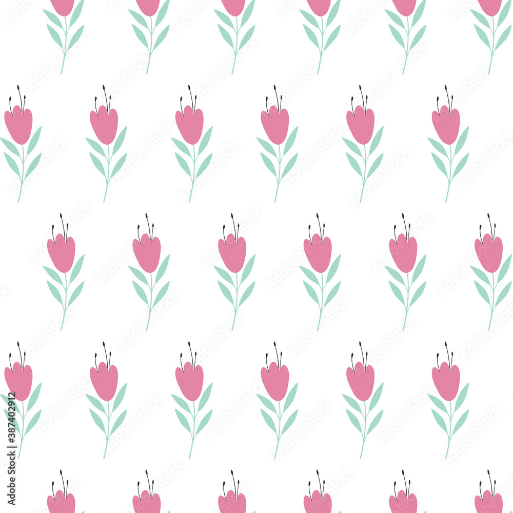 Seamless pattern with decorative tulip. Design for fabric, textile, wrapping, digital paper. Seamless pattern with decorative tulip. Design for fabric, textile, wrapping, digital paper.