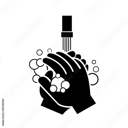 Please Wash Your Hands Black Icon,Vector Illustration, Isolated On White Background Label. EPS10