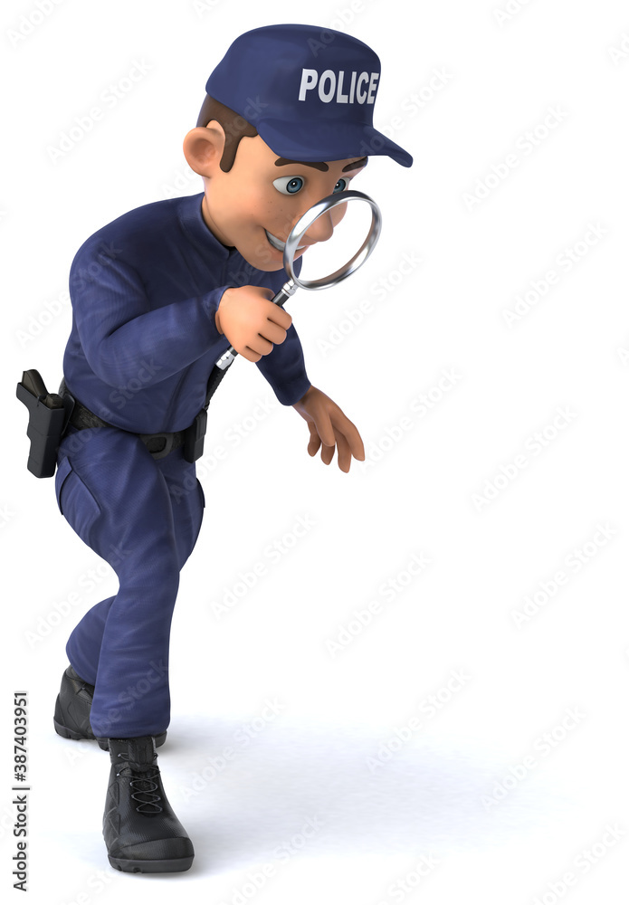 Fun 3D illustration of a cartoon Police Officer