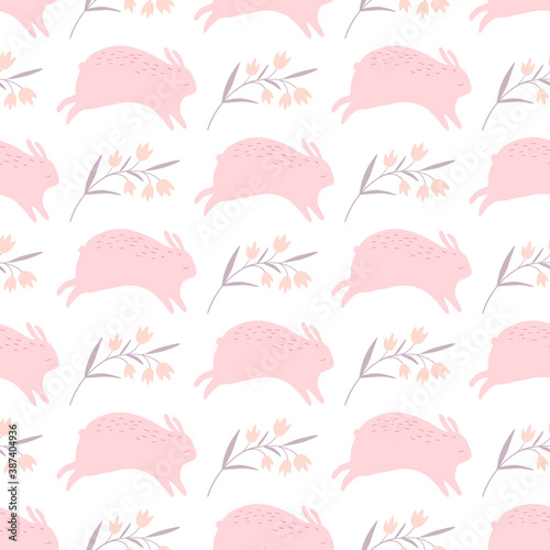 Abstract seamless pattern with rabbit. Design for fabric, textile, wrapping, digital paper.