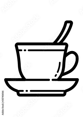 Cup And Saucer Flat Icon Isolated On White Background