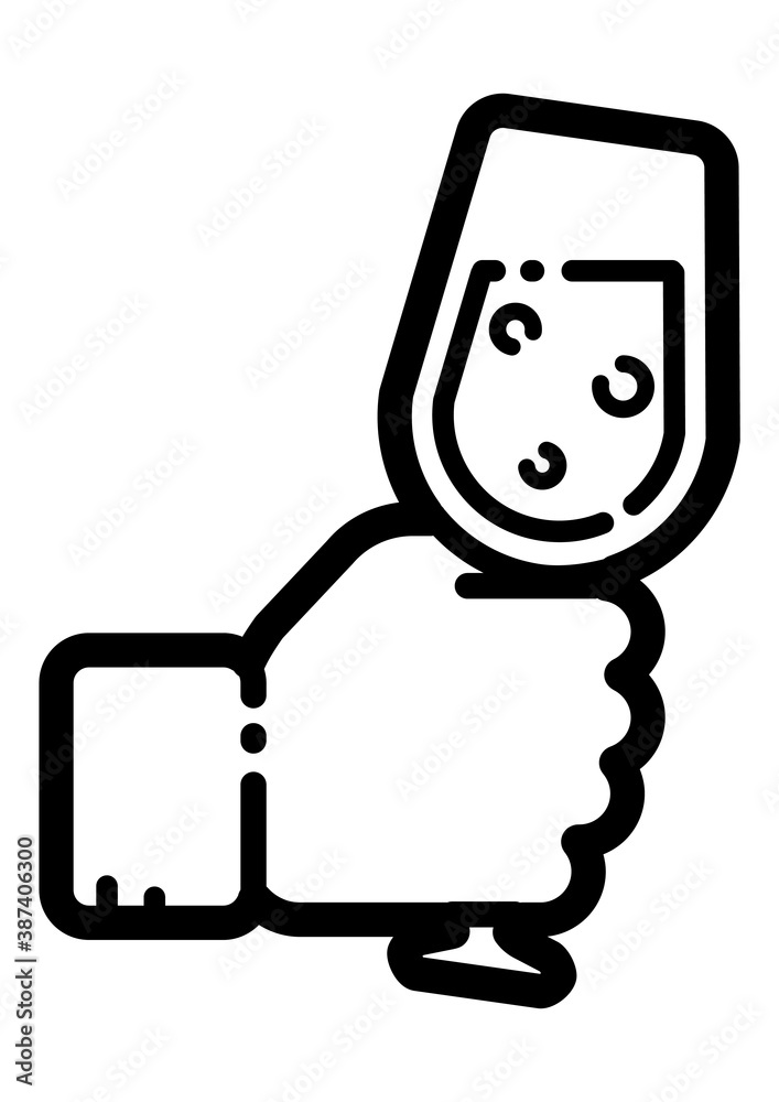 Wine Glass In Hand Flat Icon Isolated On White Background Wine Glass In Hand Flat Icon Isolated On White Background
