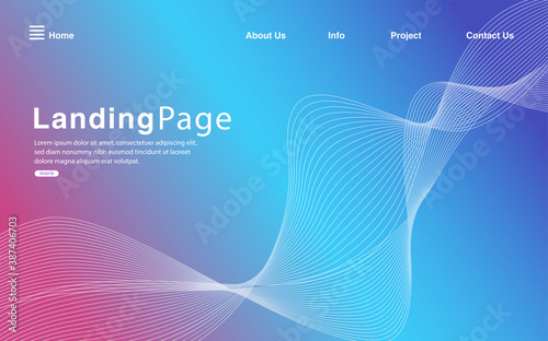 Website template design. background with colorful dynamic waves, blue innovation pattern Modern landing page for websites Vector illustration