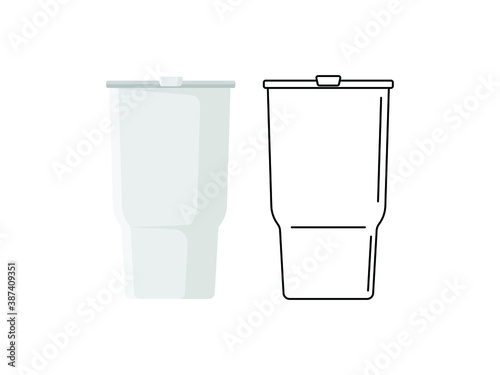 Blank Stainless Steel Tumbler with Lid for branding mock up. 3d render illustration. on White Background.