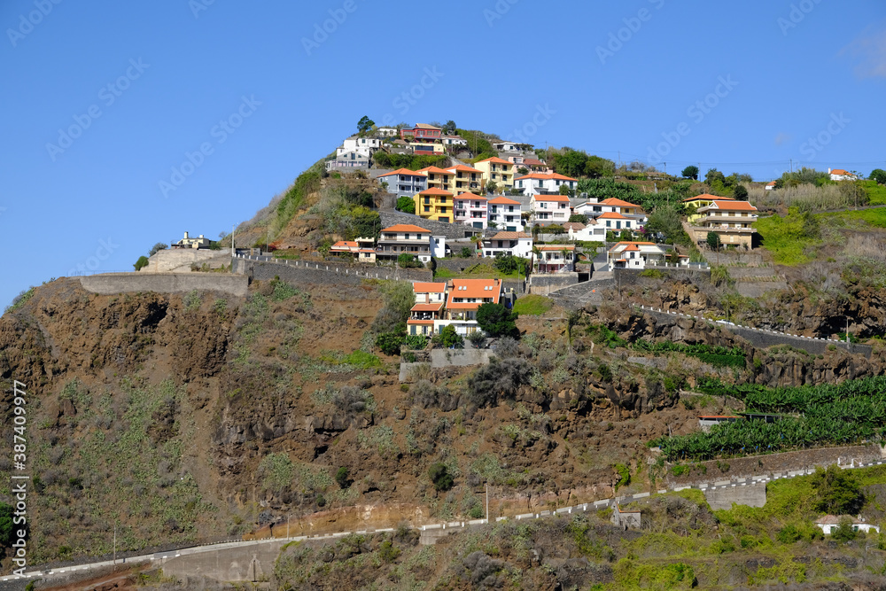 Hilltop houses at Ribeira Brava, Madeira Island, Portugal