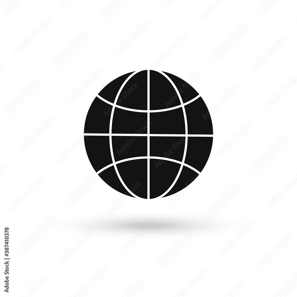 Black Globe symbol. Planet Earth or internet browser sign. Outline modern design element. Simple black flat vector icon. Vector Illustration Black Globe symbol. Planet Earth or internet browser sign. Outline modern design element. Simple black flat vector icon. Vector Illustration