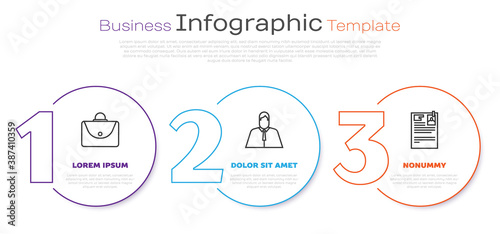 Set line Briefcase, Lawyer, attorney, jurist and Lawsuit paper. Business infographic template. Vector.