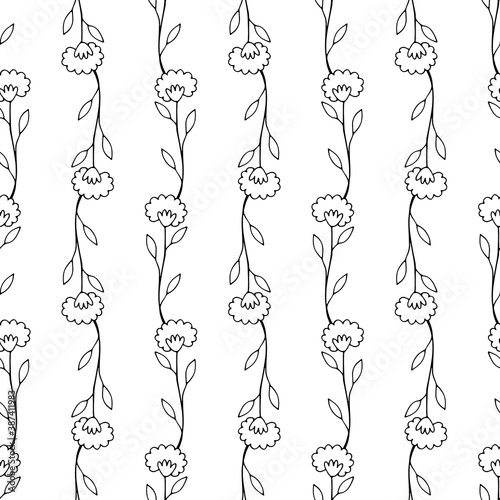Hand drawn floral seamless pattern.