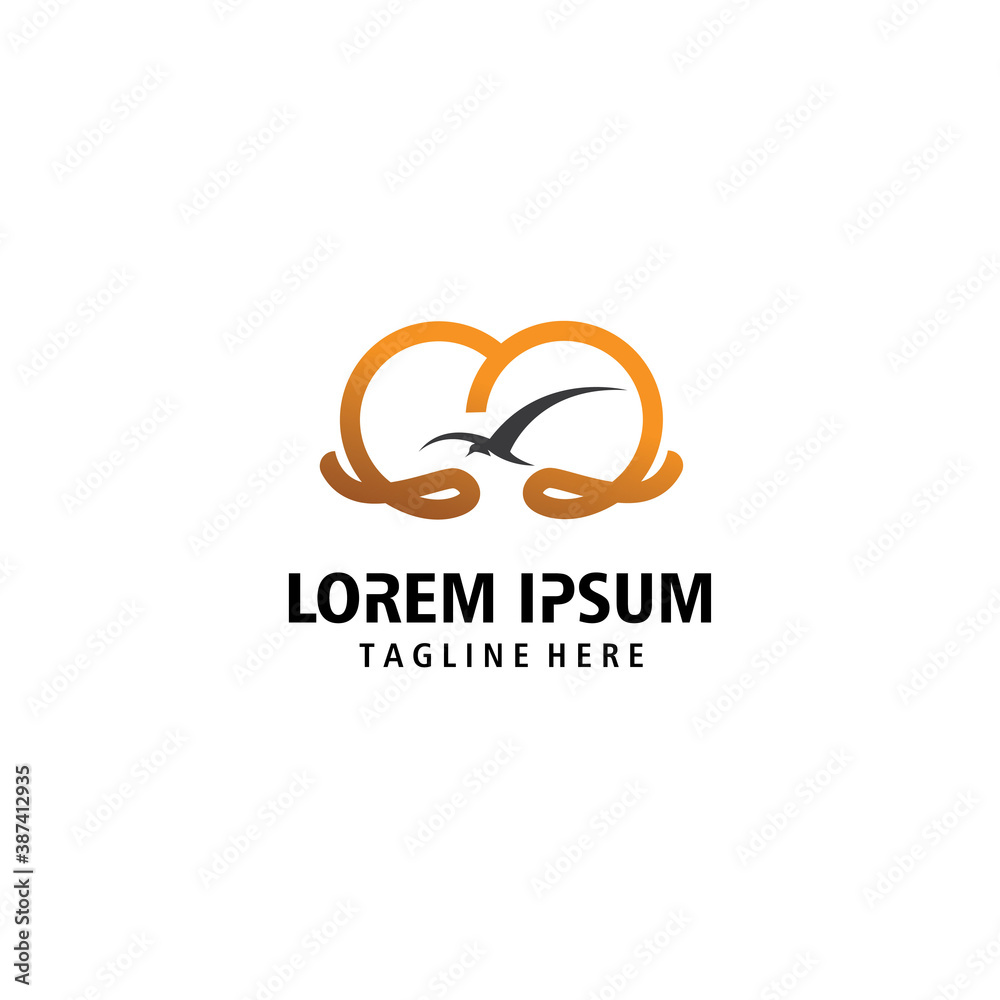 Fototapeta premium flying bird logo illustration initials o design company template vector