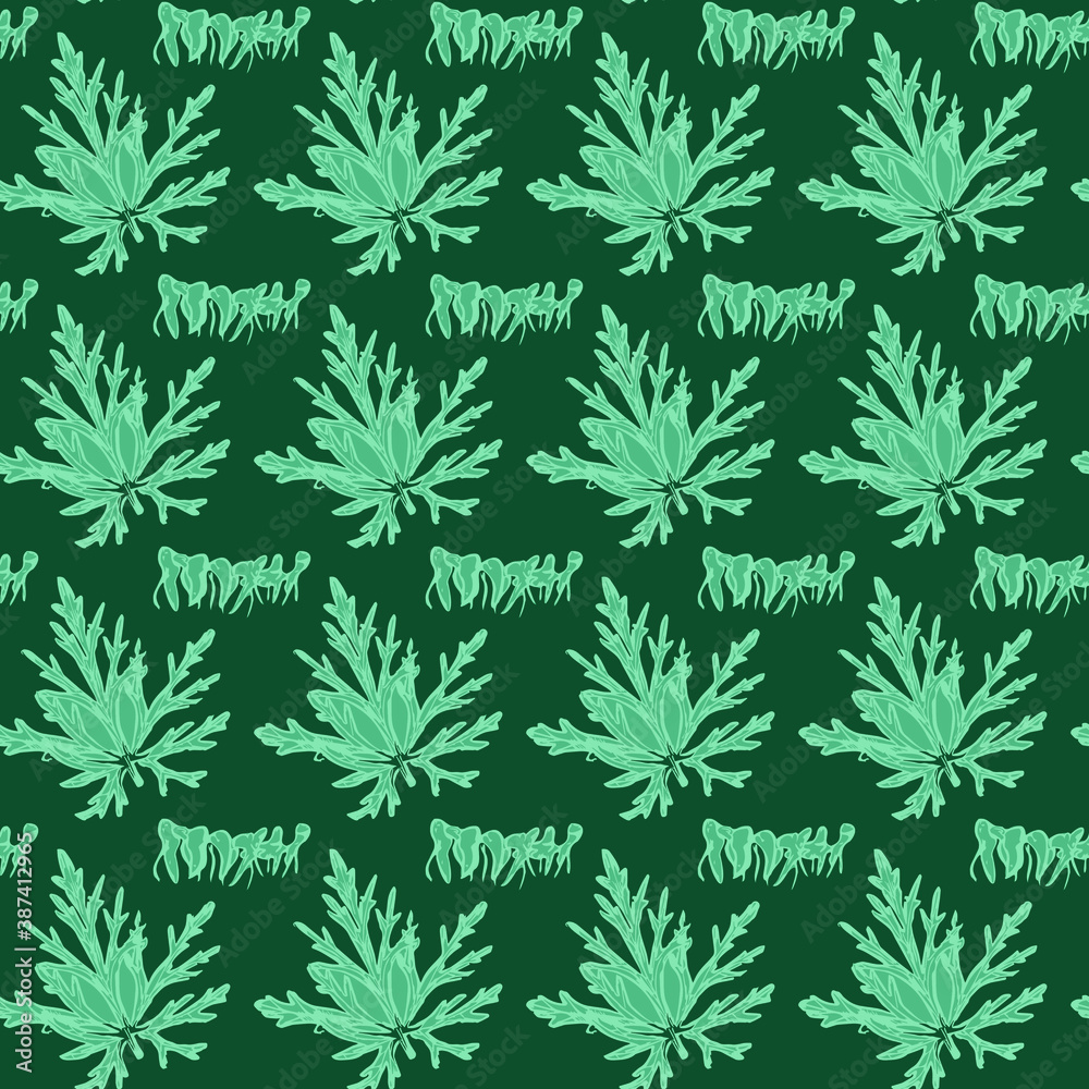 conite leaf and roots on a white background seamless pattern